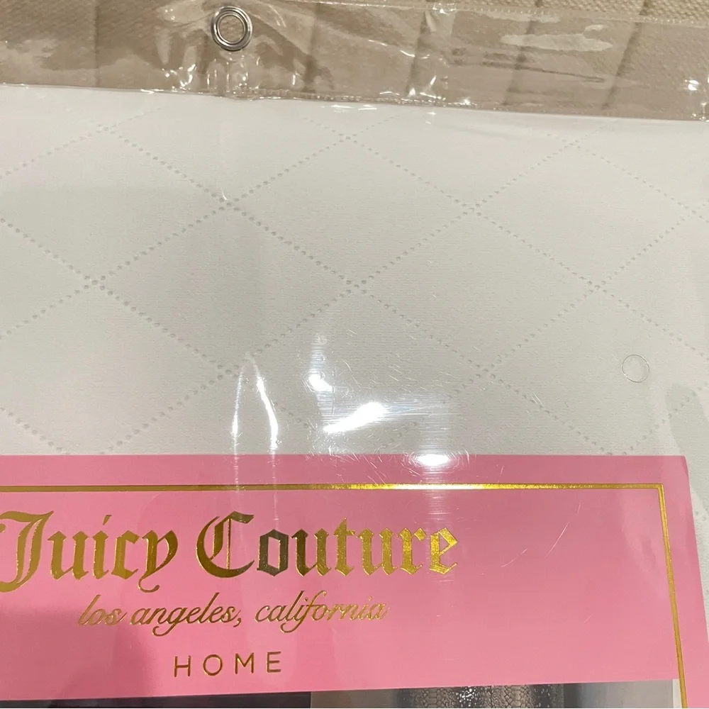 NEW Juicy Couture Pink Logo Lidded Collapsible Storage Cube White Quilted Velvet